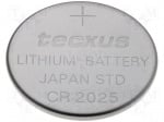 Батерия BAT-CR2025/TX Батерия литиева 3V CR2025 бутонна O20x2,5mm 170mAh TECXUS